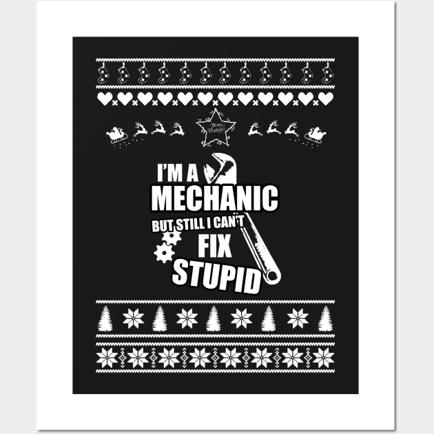 Merry Christmas Mechanic Wall Art by bryanwilly